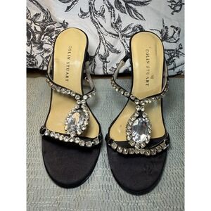 Vintage Colin Stuart Black Rhinestone  Jeweled Strappy Heels Size 5